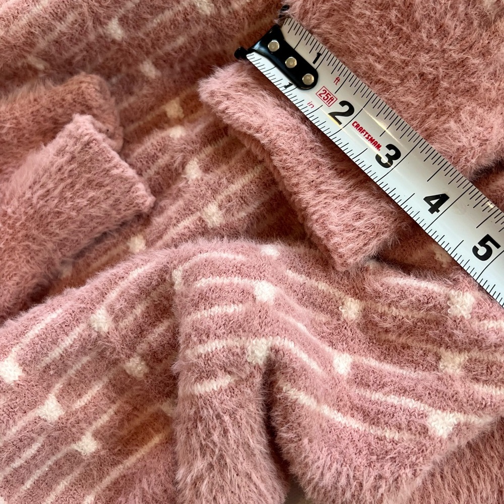 89th & Madison Statement Sleeve Geometric Mauve Pink White Sweater Large - Picture 12 of 14